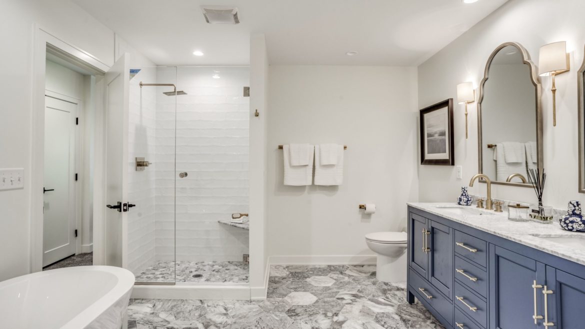 Bathroom makeover with separate tub and shower in St. Paul