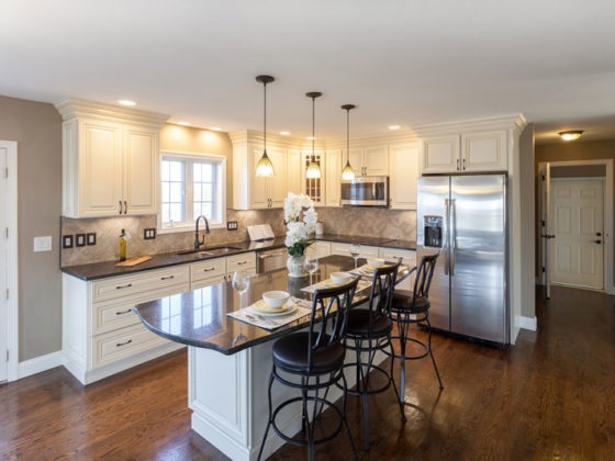Classic kitchen remodel with large center island in Eden Prairie