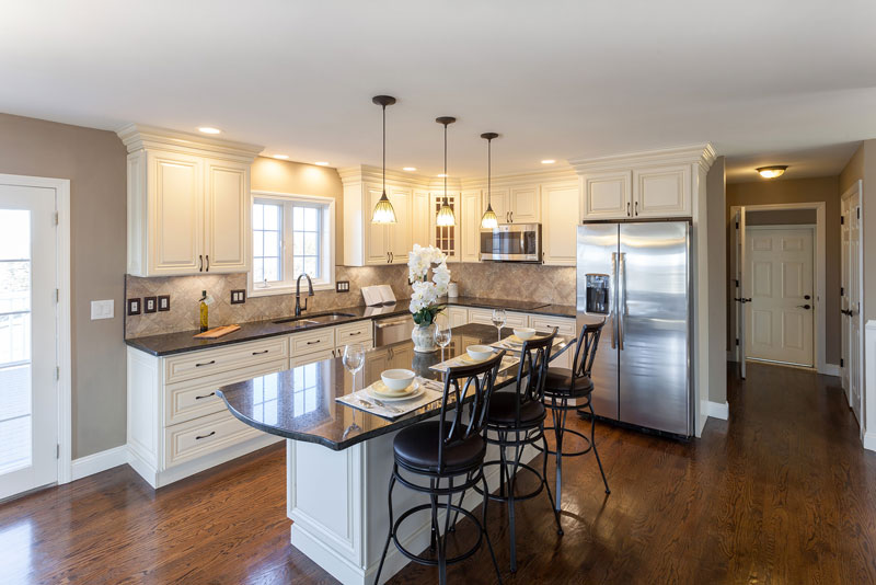 Classic kitchen remodel with large center island in Eden Prairie