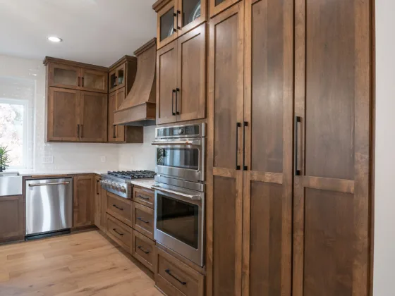 wooden cabinets in kitchen remodel