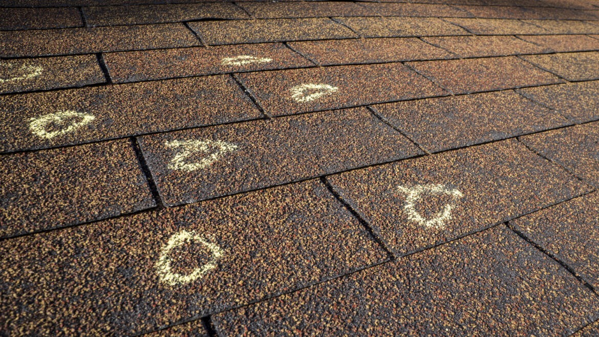 Marked Hail Damage On A Roof