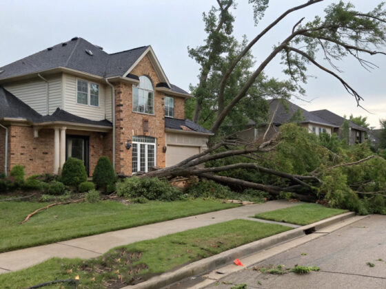 upscale suburban home with storm damage needing to submit a home insurance claim